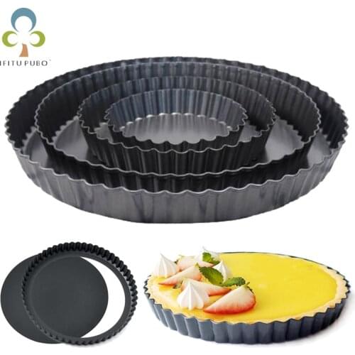 Non-Stick Tart Quiche Flan Pan Molds Pie Pizza Cake Round Mould Removable Loose Bottom Fluted Heavy Duty Pie Pan Bakeware GYH