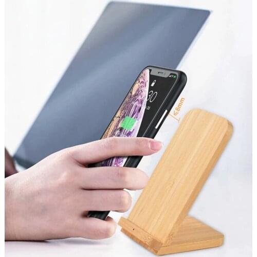 10W Qi Wireless Charging Wood Mobile Phone Desktop Holder Mount with Indicator Light Support All Phones With Wireless Charging