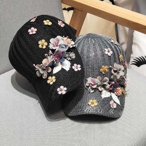 New Elegant Baseball Cap Hot Diamond Flower Girls Snapback Hats for Women Female Cap Mesh Summer Sun Hat Gorra Casquette 2021