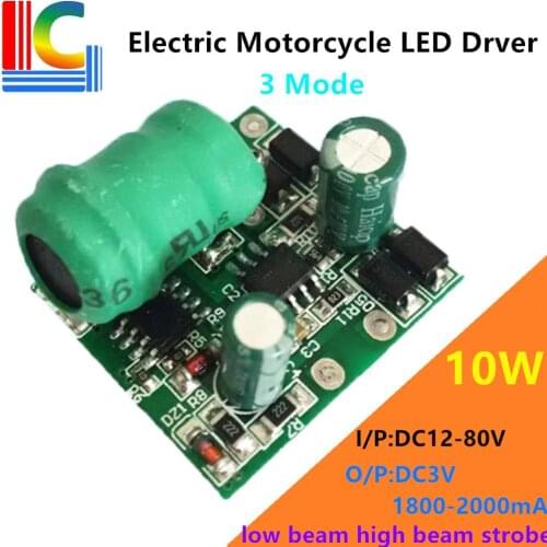 Low beam high beam strobe 3 mod Automobile electric vehicle motorcycle LED light Driver 12V to 80V Output 3V 2000mA Power Supply