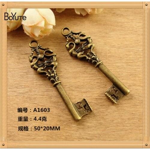 BoYuTe (40 Pieces/Lot) 50*20MM Antique Bronze Plated Metal Alloy Key Pendant Diy Charms for Jewelry Findings Components