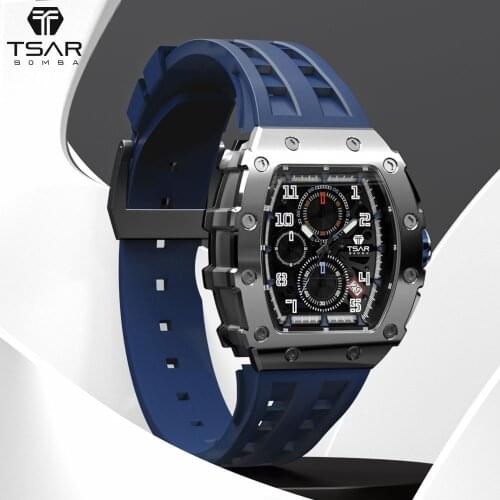 Mens Watches Top Brand Luxury TSAR BOMBA 5ATM Waterproof Date Clock Fashion Sport Watch Men Quartz Wristwatch Relogio Masculino