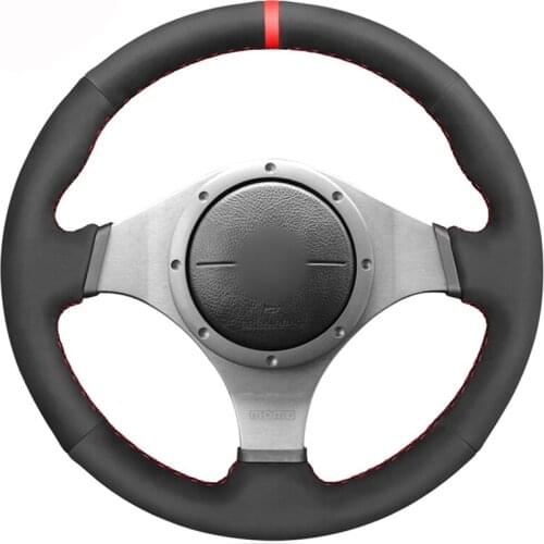 Black Suede Red Marker Car Steering Wheel Cover for Mitsubishi Lancer Evolution 8 VIII 2003-2005 Lancer Evolution 9 IX 2005-2007