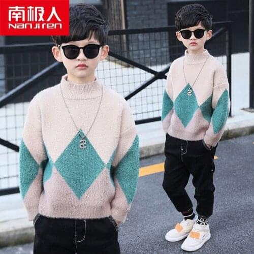Nanjiren Children Clothing Kids Sweater Warm Casual Print Full Sleeve Nylon Appliques Fashion Sweater For Boys
