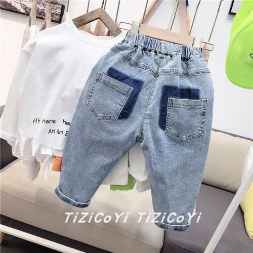 Childrens Jeans Pants 2-8 Y Toddler Boys Casual Denim Pants 2021 Spring New Kids Korean Fashion Hole Jeans Baby Boys Trousers