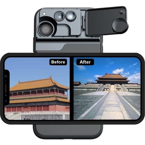 For Iphone11 Lenses 5in1 Phone Lenses 2X Telephoto Lens Fisheye 10X 20X Macro Lens Phone Case for IPhone11 Pro Max Webcam Cover