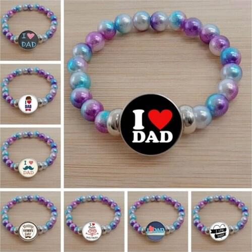 Hot Super Love Dad Bracelet Design Pattern Glass Cabochon Dome Colored Beads Love Dad Jewelry Handmade