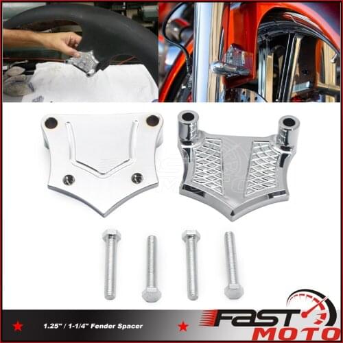 For 5.50" fender 21" Harley Touring 1984-2013 Chrome Mudguard Brackets spacers 1-1/4" Fender Bracket Gasket 5cm Mounting Holes