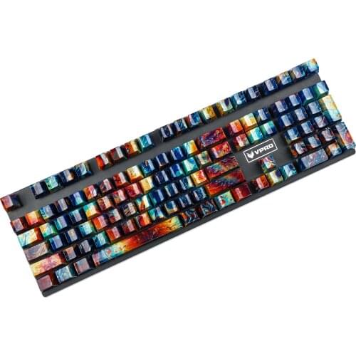 Artistic Oil Painting Doubleshot Backlit Keycaps 108 ABS Water-Transfer Baking Varnish Keyset For MX Switch Mechanical Keyboard