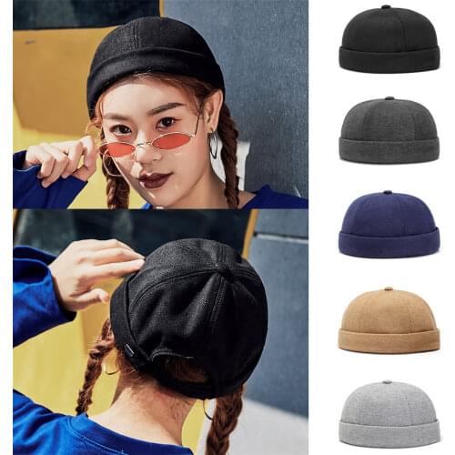 New Trendy Women Skull Cap Casual Solid Mens Cap Summer Autumn Short Brimless Bonnet Beanie Hat Unisex Hip Hop Hats Dropshipping