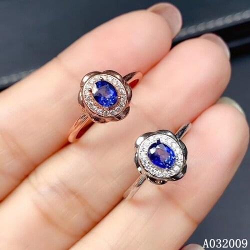KJJEAXCMY fine jewelry 925 sterling silver inlaid natural sapphire new ring trendy girls ring support test