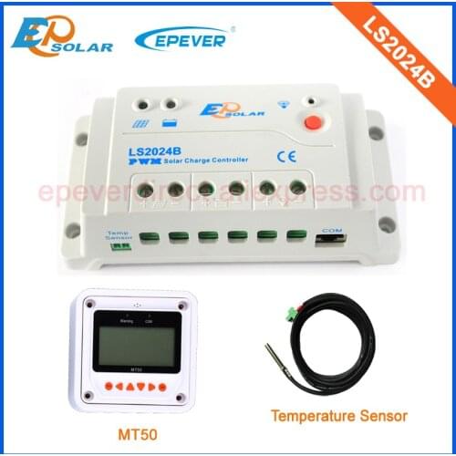 Charger controller pwm 20A 20amp LS2024B 12v 24v auto type with MT50 remote meter+temperature sensor home use