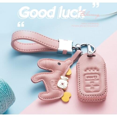 Leather sheepskin woman key case for car Honda crv key case leather high-grade XRV ten-generation Accord Lingpai Binzhi