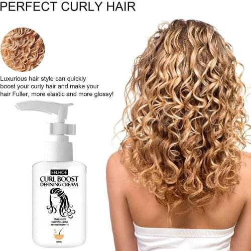 60ml Curl Boost Defining Cream Perfect Curls Hair Booster Frizz Hair Cream Style Setting Effect Cream Instant Drying Contro J3W5
