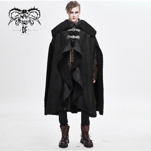 Devil Fashion Mens Gothic Handsome Loose Long Cape Coat Stage Performance Halloween Thick Winter Warm Jacket