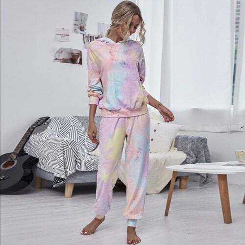 Cute Pink Tie Dye Hoodie and Sweatpants Set Women Fall Winter 2020 Pastel Tye Dye Two Piece Hoodie and Pants Set Plus Size