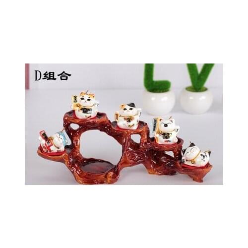 Lucky cat car mini mini ceramic cat home living room store opening birthday gift Crafts Arts Home decoration cute ornaments