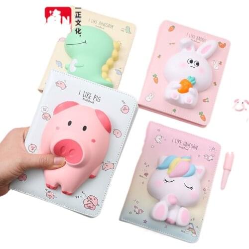 Cartoon 3D Decompression Notebook Soft Animal Diary Book Cute Color Page Daily Books Students Stationery Gifts Stress Reliever