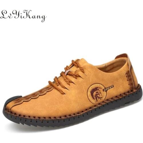 2019 Fashion Comfortable Casual Shoes Loafers Men Shoes Quality Split Leather Shoes Men Flats Hot Sale Moccasins Shoes 38-46