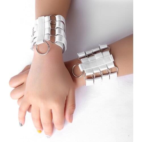 1Pair O-ring Stitching Wristband Harness Christmas Clothing Round and Strappy Cage Bondage Adjust Hand Simple Punk Ornaments