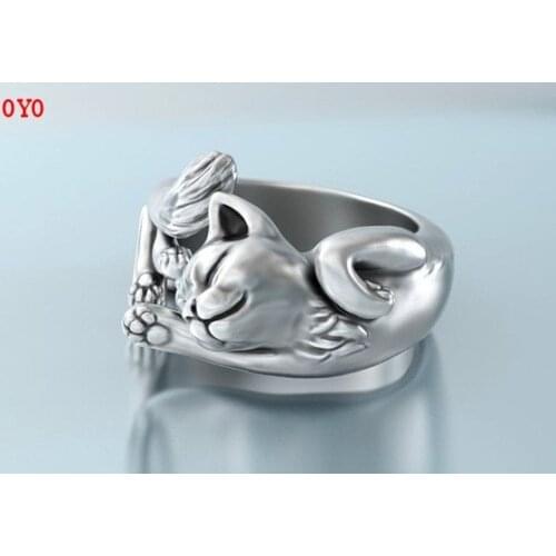 925silver new cat open ring