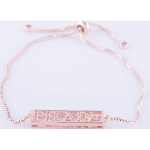 New Fashion Jewelry Shining Zircon Letter Beads Bracelets & Bangles Wholesale Copper Micro Pave Square Chain Friendship Bracelet