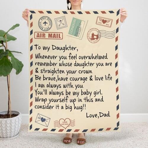 Love Letter From Dad To Daughter Blanket Velvet Print Breathable Lightweight Throw Blanket for Sofa Travel Bedspread