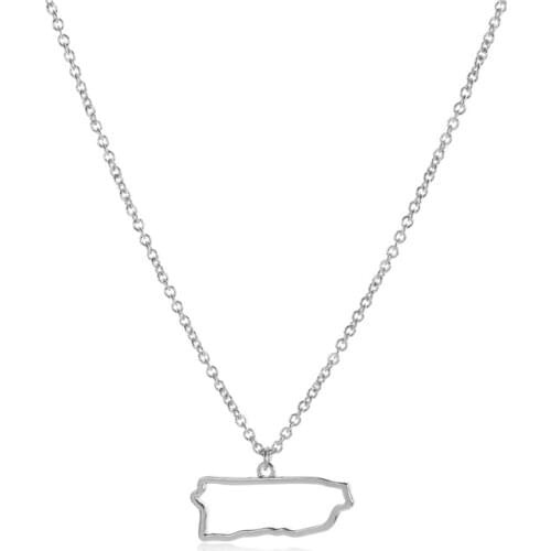 1 Outline North American Puerto Rico island map necklace hollow State geography Country city Hometown souvenir Necklace Jewelry