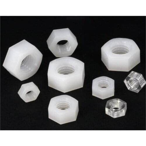 50pc M2 M2.5 M3 M 4M5 M6 M8 M10 M12 Plastic nut Nylon hex nut Nylon screw cap black white Transparent