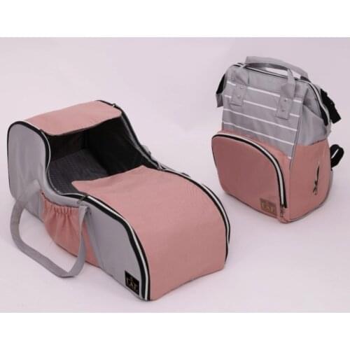 Carrycot Main Lap Stroller Baby Carriage Mother Baby Care Bag Dual Set Striped Gray-pink