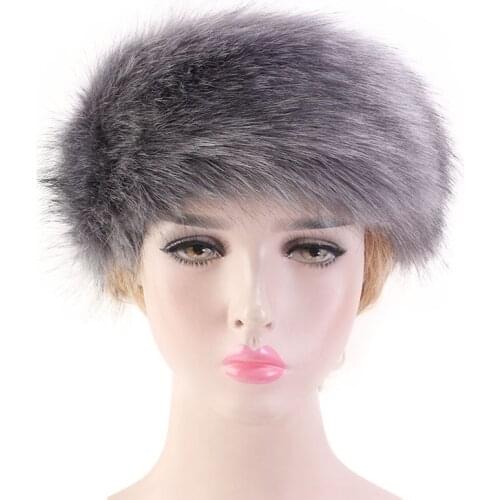 Bandanas Winter Fur Warm Headband Fox Fur Hat Faux Fur Head Warmer Womens Ear Warmer Earmuff Turban Hair Band Hair Accessories