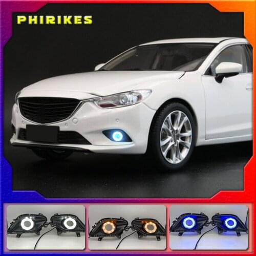 Turning Signal & Dimming style relay 12V LED car DRL daytime running lights with fog lamp hole for Mazda 6 Atenza 2014-2016