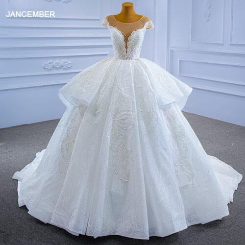 RSM67306 Wedding Dress Luxury Applique Pearl Sequins Sexy Deep V-neck Back Strap Banquet Bridal Gown Vestido 15 Anos Azul