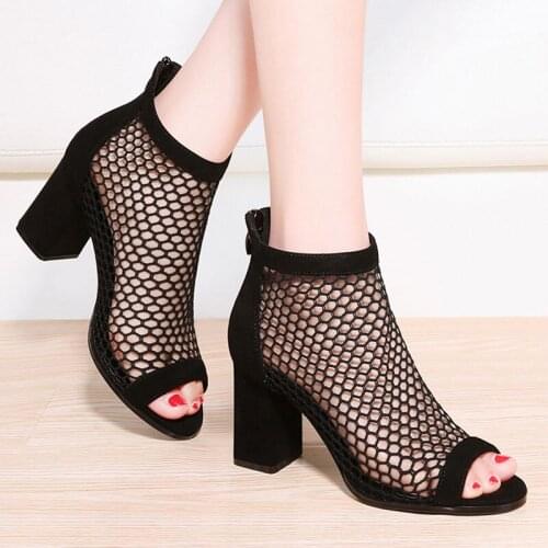 Gladiator Sandals Woman High Heels Peep Toe Sandalias Botas Cut outs Sexy Heels Ladies Shoes 2021 Summer Open Toe Pumps 9043L