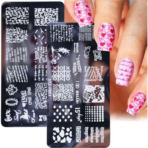 Lettering Nail Stamping Plates Lace Flower Animal Image Stamps Templates Geometric Manicure Printing Stencil Tools