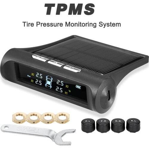 TPMS Car Tire Pressure Alarm Sensor Monitoring System Display Power Charging Temperature Warning with 4 External Sensors