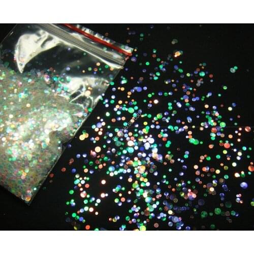 Mix Sizes Round Dot White with Colorful Tint Shining Nail Glitter Paillette Spangle Shape for Nail Art Glitter Craft Decoration
