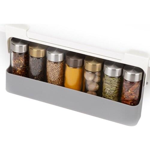Spice Rack Wall Mount Spice Jar Holder Condiment Bottle Organizer Kitchen Gadgets Supplies Home Non-punch Seasoning Jar Rack