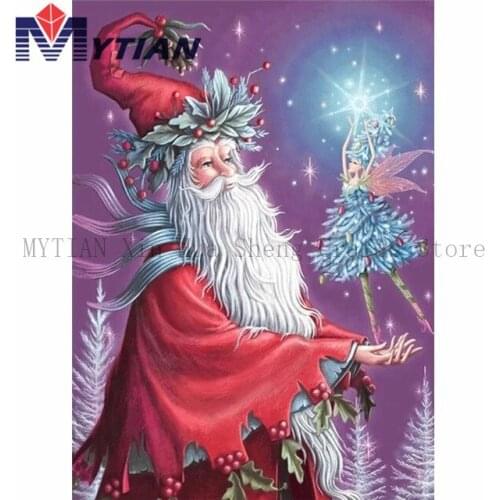 Adorable Santa with Christmas Tree Ballerina, Diamond Painting Kit Full Square Round Drill Diamond Embroidery Cross Stitch Decor