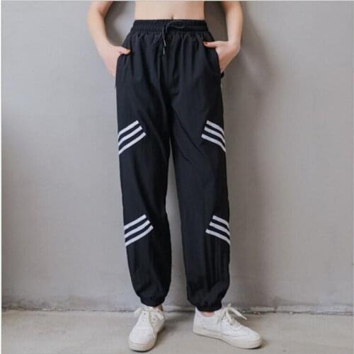 Women Plus-sized Drawstring Fitness Cool Girls Trousers Running Yoga Sports Wear Gymnastic Pants Female Summer