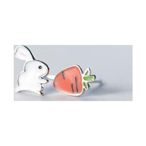 Real 100% 925 Sterling Silver rabbit turnip Stud Earrings for Women Girls Fashion sterling-silver-jewelry brincos brinco