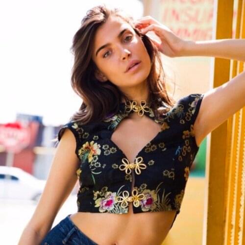 Vintage Fashion Floral Embroidery Costumes Women Traditional Chinese Style Qipao Dress Female Sexy Hollow Short Tops Slim Skirts