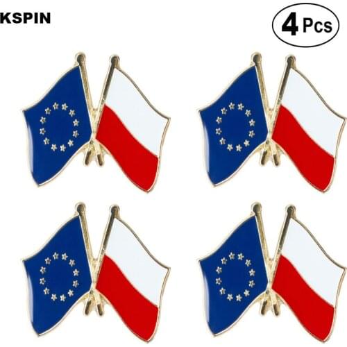 EU & Poland Friendship Flag Pin Lapel Pin Badge Brooch Icons 4pcs