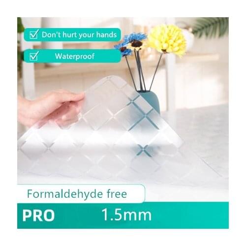 1.5mm/2.0mm New Arrive Checkered Pattern Transparent Plastic Tablecloth Thickened Custom Coffee Table Mat Formaldehyde Free