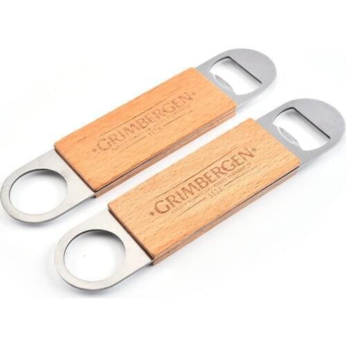 10Pcs Wooden Handle Opener Stainless Steel Bottle Opener Simple Beer Opener Support For Customization Labor-saving and beautiful
