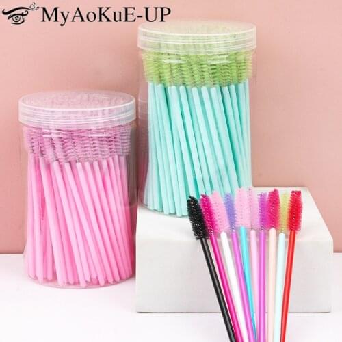 100pcs Eyelash Brushes Disposable Eyelashes Extension Microbrush Spoolie Comb Mascara Wands Female Eyebrow Lash Makeup Brush