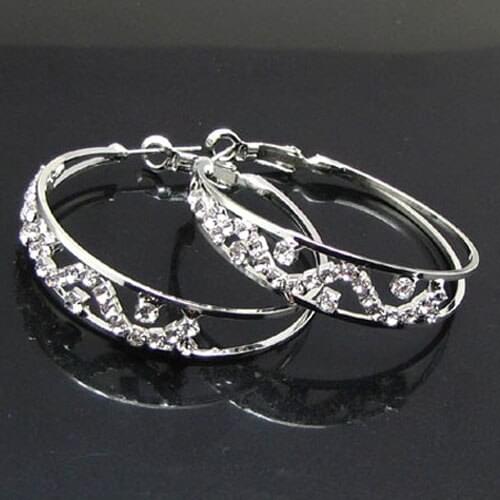 2017 Hot Sale Rhinestone Round Trendy Orecchini New Fashion Elegant Hoop Earring For Women Jewelry Wholesale Dropshipping