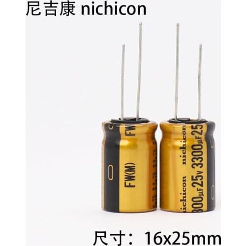 6 Pieces Nichicon Audio Capacitor Coupling Filter Capacitor 3300uF 25V FW Series 25v 3300uf 16X25mm