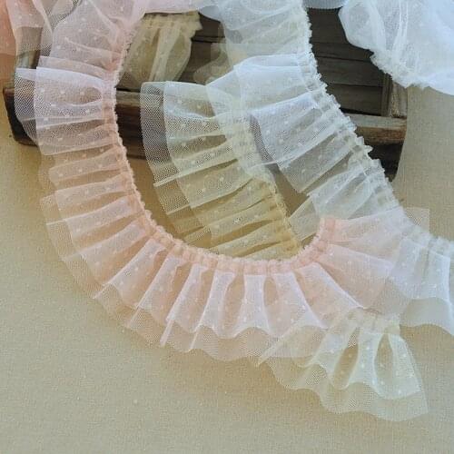 7cmx500cm New Black White Blue Blue Pleat Lace Small Handmade DIY Clothing Skirt Decoration