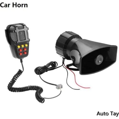 7-Sound Loud Car Warning Alarm Police Fire Siren Air Bugle PA Speaker 12V 60W Siren Air Horn Megaphone Car Horn 110DB